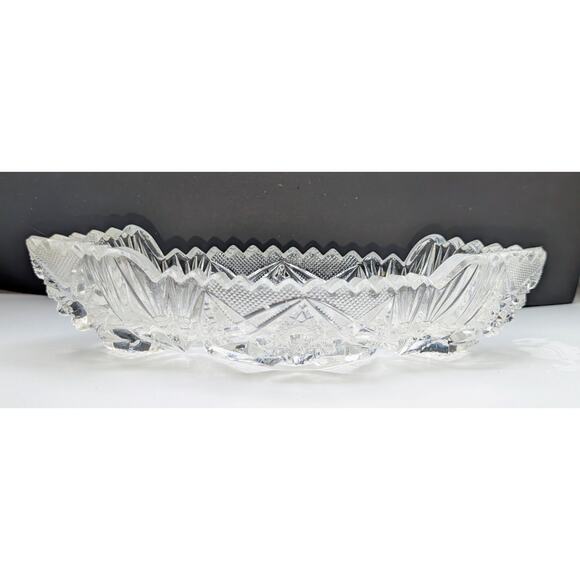 Antique Imperial Glass Co. Clear Pressed Glass Saw Tooth Edge Olive Relish Dish - Picture 8 of 8